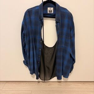 LF Blue Plaid Button Down Shirt